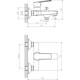 Смеситель для ванны Decoroom с ручным душем хром DR22036